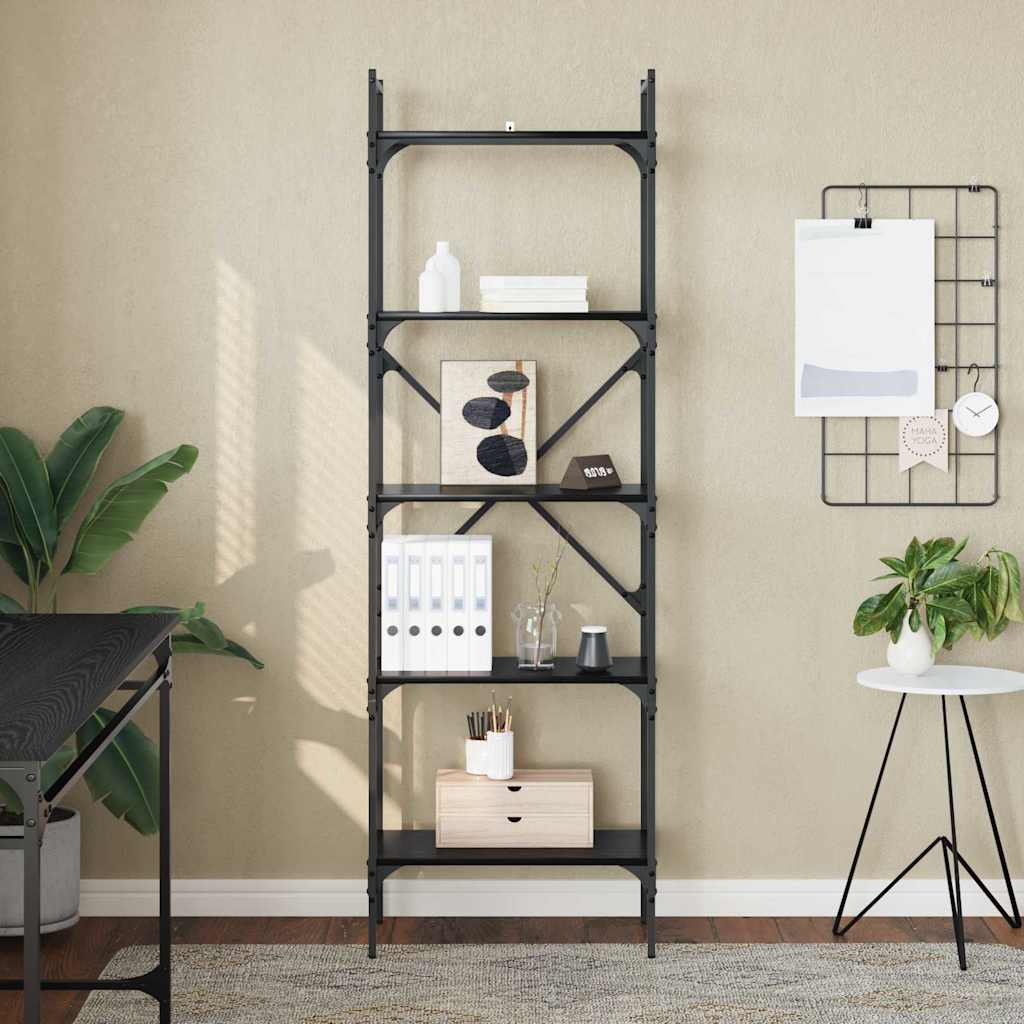 Bücherregal Schwarz Eichen-Optik 56 x 32 x 174 cm Holzwerkstoff