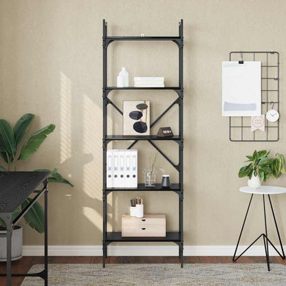 Bücherregal Schwarz Eichen-Optik 56 x 32 x 174 cm Holzwerkstoff