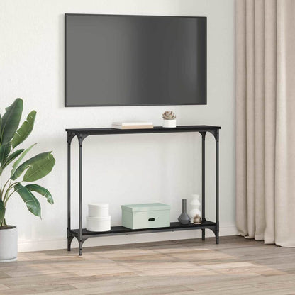 Konsolentisch mit Regal Schwarz Eichen-Optik 102 x 23 x 15,5 cm