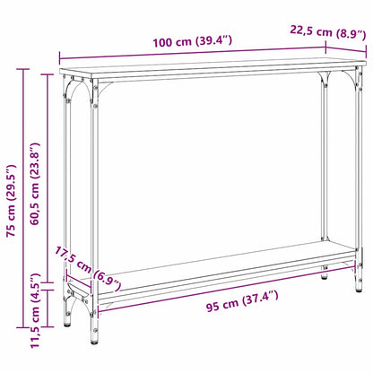 Konsolentisch mit Regal Schwarz Eichen-Optik 102 x 23 x 15,5 cm