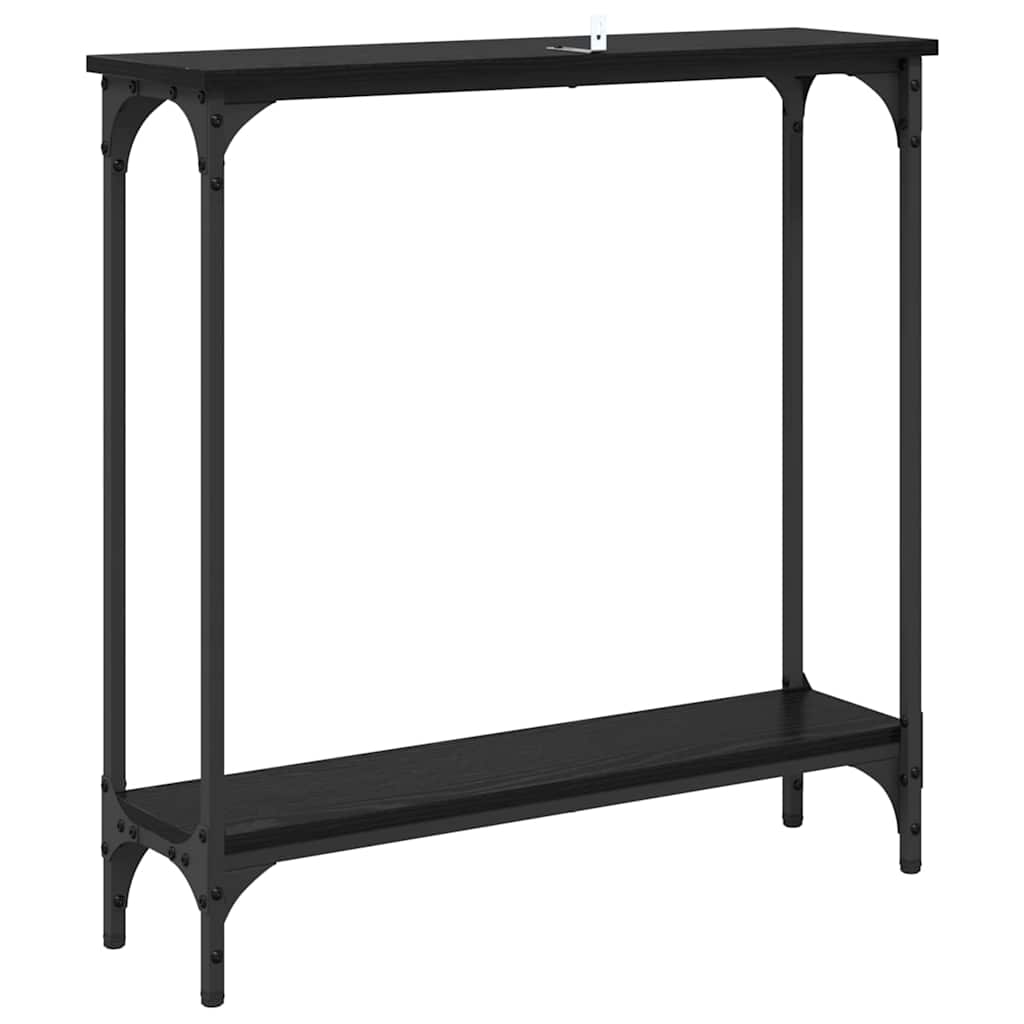 Konsolentisch mit Regal Schwarz Eichen-Optik 75 x 22,5 x 75 cm