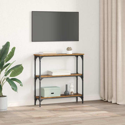 Konsolentisch mit Regal mit Speicher Altholz 75 x 22,5 x 75 cm