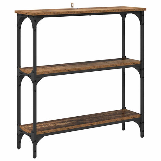 Konsolentisch mit Regal mit Speicher Altholz 75 x 22,5 x 75 cm