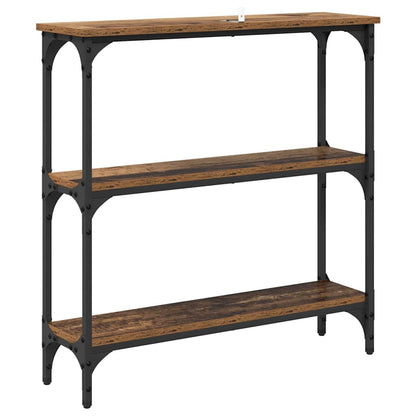 Konsolentisch mit Regal mit Speicher Altholz 75 x 22,5 x 75 cm