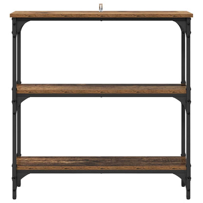 Konsolentisch mit Regal mit Speicher Altholz 75 x 22,5 x 75 cm