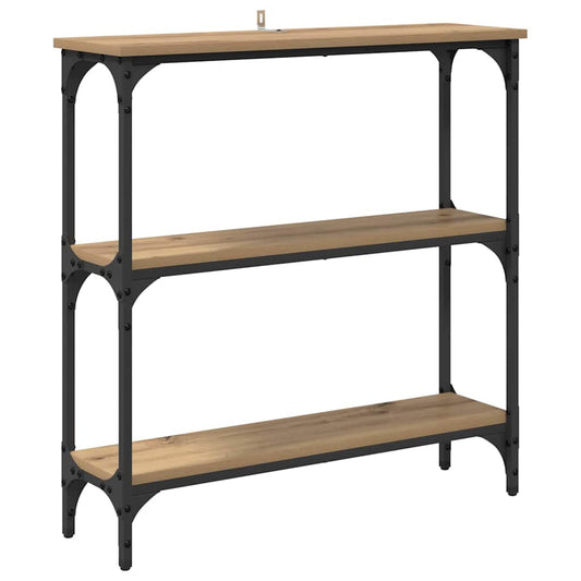 Konsolentisch mit Regal Eiche handwerklich 75 x 22,5 x 75 cm
