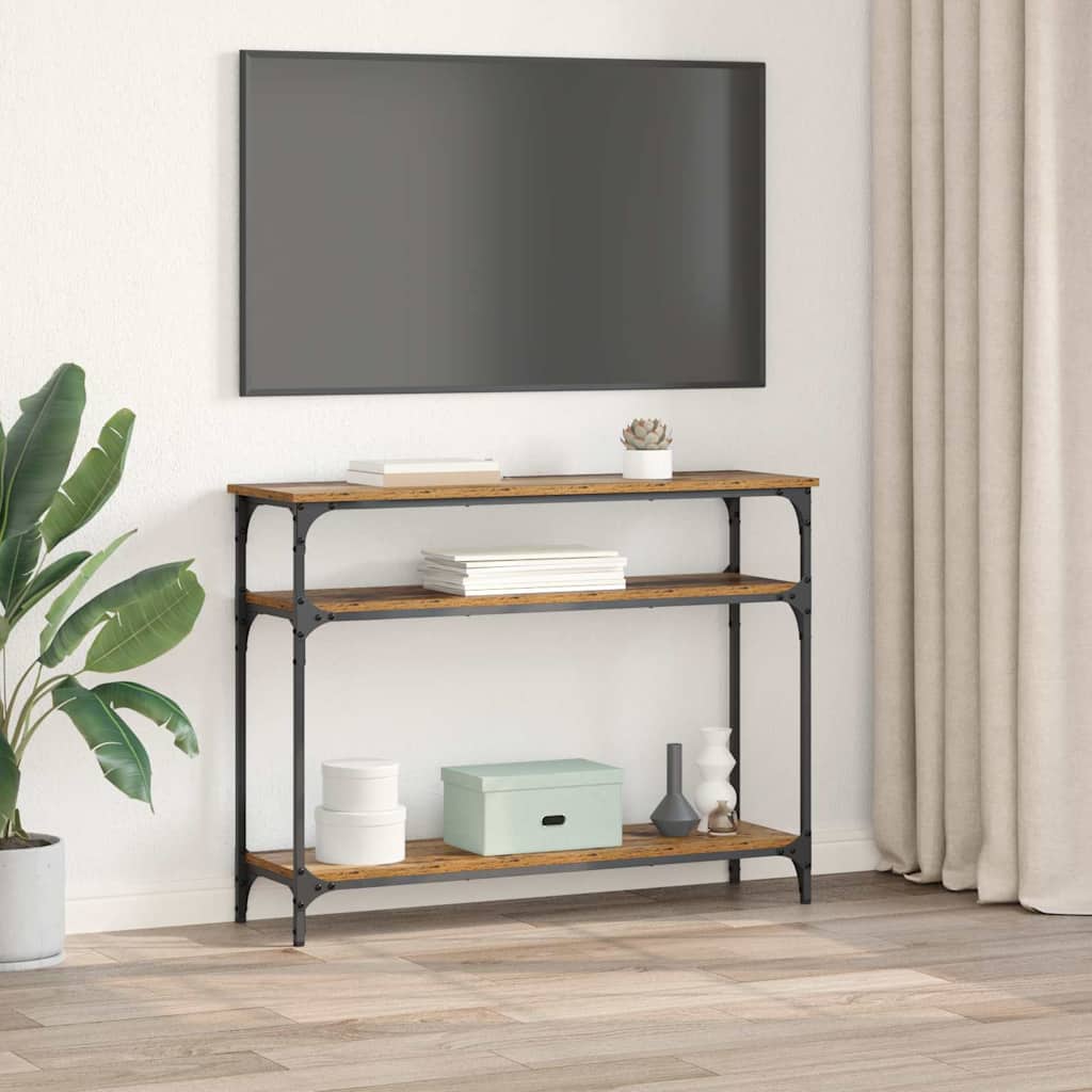 Konsolentisch mit Regal Altholz 100 x 29 x 75 cm Holzwerkstoff