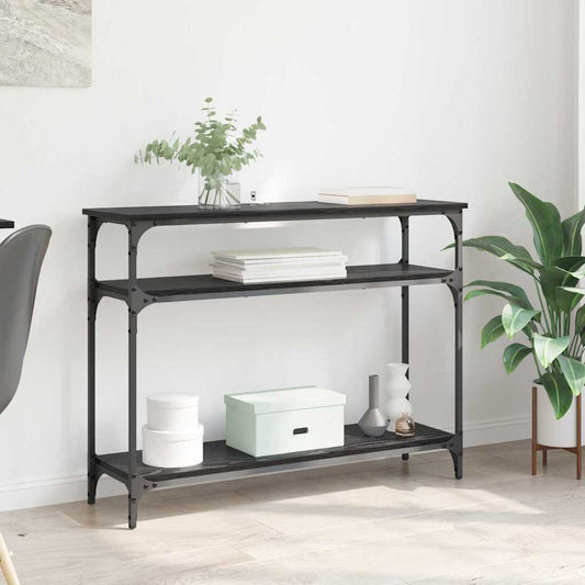 Konsolentisch mit Regal Schwarz Eichen-Optik 100 x 29 x 75 cm