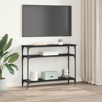 Konsolentisch mit Regal Schwarz Eichen-Optik 100 x 29 x 75 cm