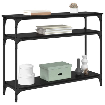 Konsolentisch mit Regal Schwarz Eichen-Optik 100 x 29 x 75 cm