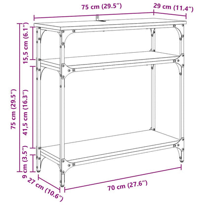 Konsolentisch mit Regal Schwarz Eichen-Optik 75 x 29 x 75 cm