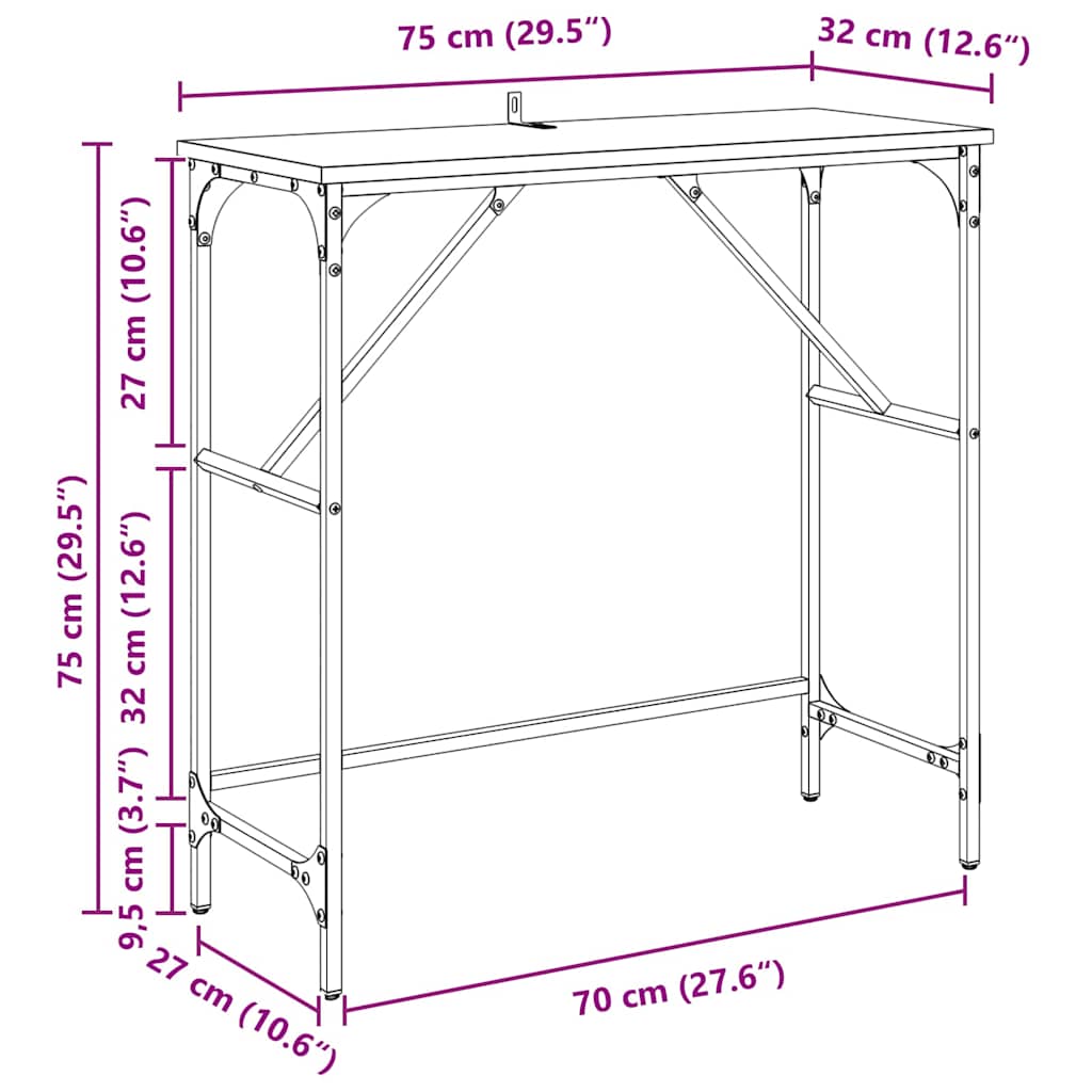 Konsolentisch Altholz 75 x 32 x 75 cm Holzwerkstoff