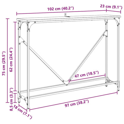 Konsolentisch Schwarz Eichen-Optik 102 x 23 x 75 cm