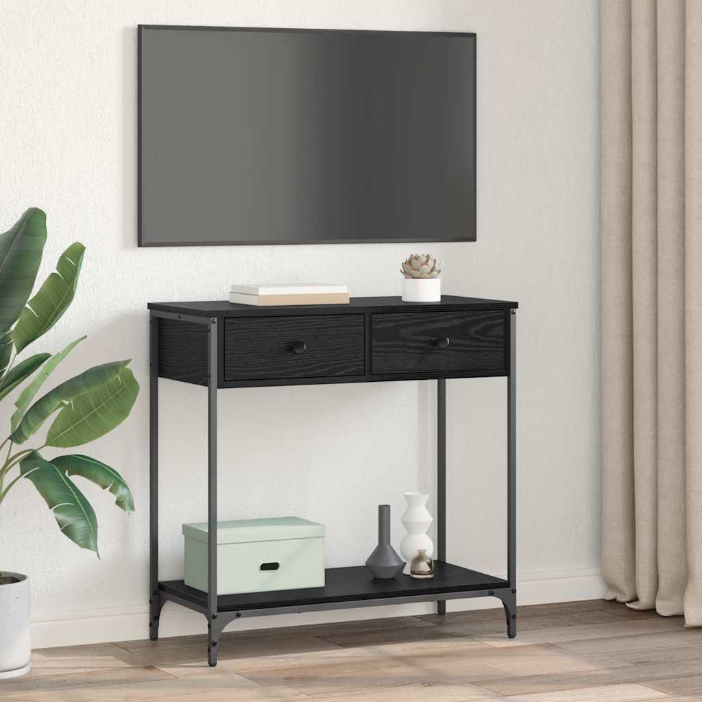 Konsolentisch Schwarz Eichen-Optik 75 x 34,5 x 75 cm