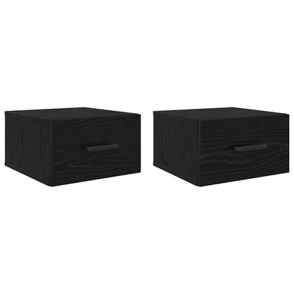 Nachttisch 2 pcs Schwarz Eichen-Optik 35 x 35 x 20 cm