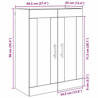 Wandschrank Artisan-Eiche 69,5 x 34 x 90 cm Holzwerkstoff
