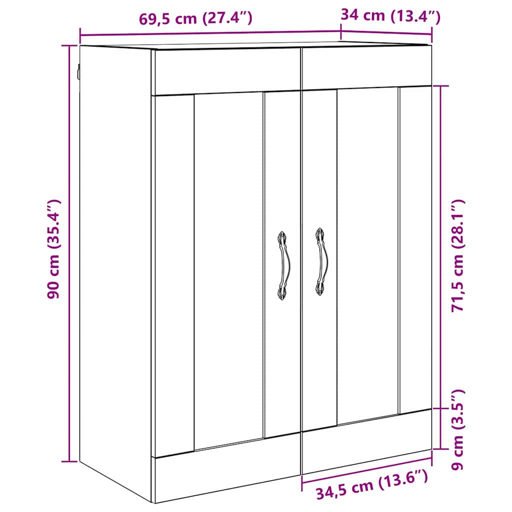 Wandschrank Altholz 69,5 x 34 x 90 cm Holzwerkstoff