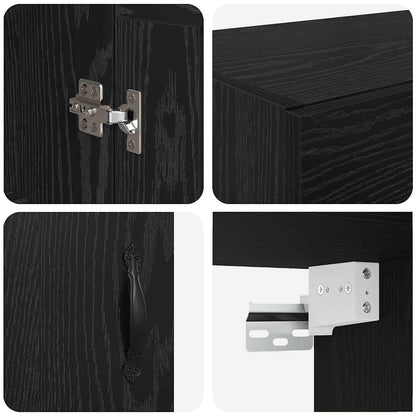 Wandschrank Schwarz Eichen-Optik 69,5 x 34 x 90 cm