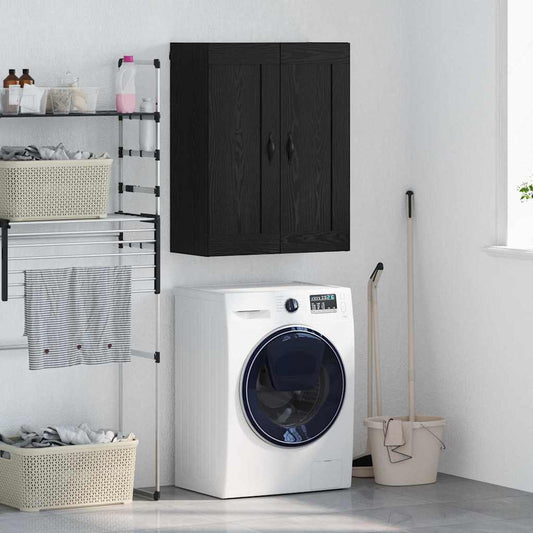 Wandschrank Schwarz Eichen-Optik 69,5 x 34 x 90 cm