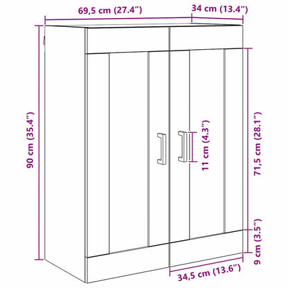 Wandschrank Artisan-Eiche 69,5 x 34 x 90 cm Holzwerkstoff