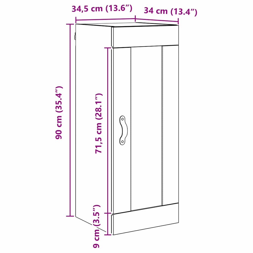 Wandschrank Altholz 34,5 x 34 x 90 cm Holzwerkstoff