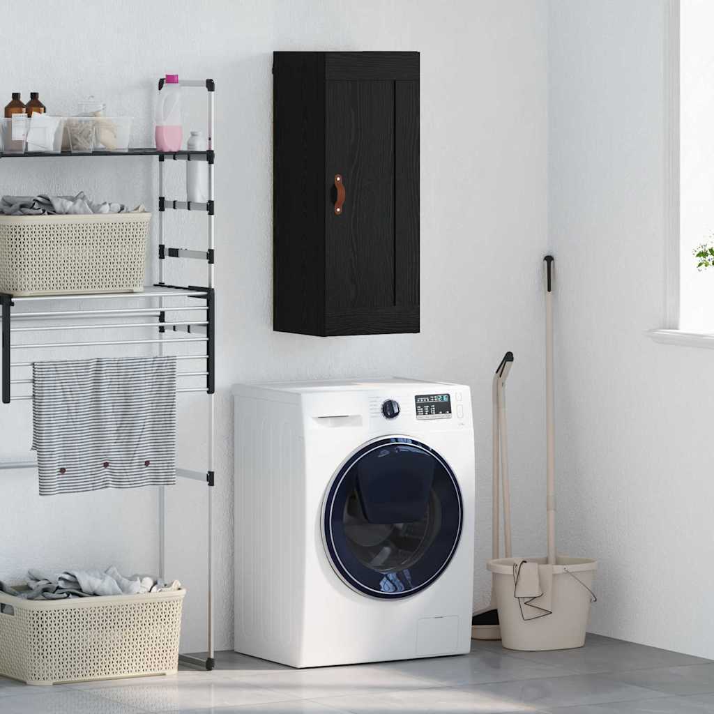 Wandschrank Schwarz Eichen-Optik 34,5 x 34 x 90 cm