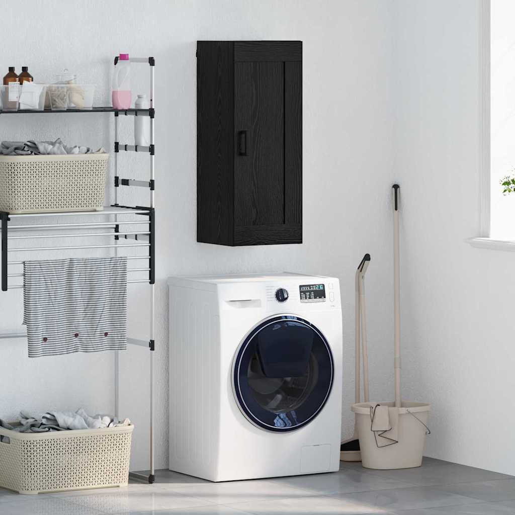 Wandschrank Schwarz Eichen-Optik 34,5 x 34 x 90 cm