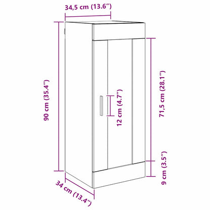 Wandschrank Schwarz Eichen-Optik 34,5 x 34 x 90 cm
