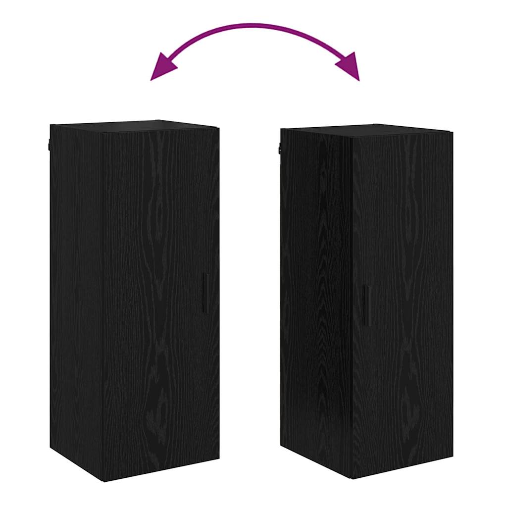 Wandschrank Schwarz Eichen-Optik 34,5 x 34 x 90 cm