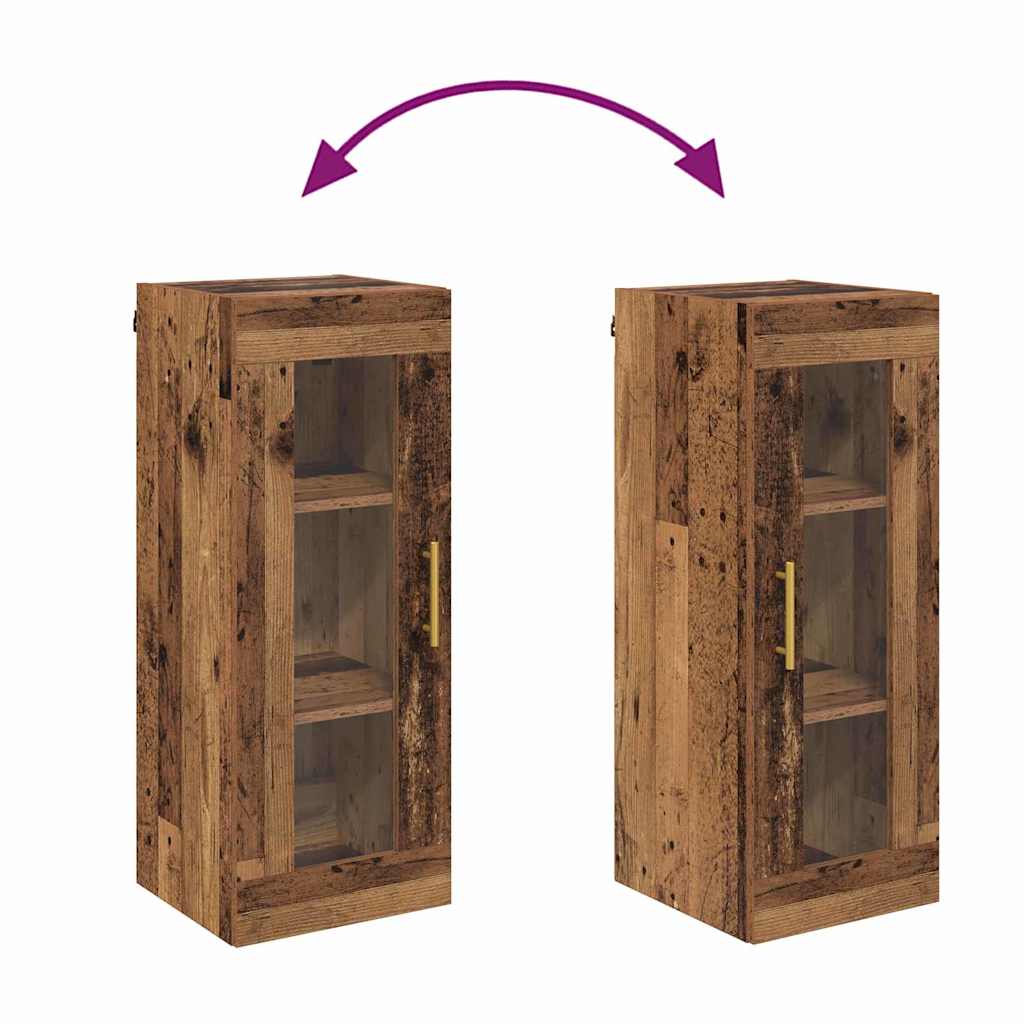 Wandschrank Altholz 34,5 x 34 x 90 cm Engineered Wood und Glas