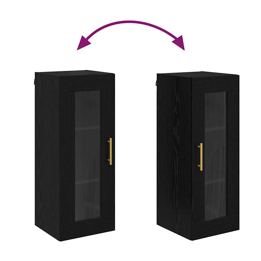 Wandschrank Schwarz Eichen-Optik 34,5 x 34 x 90 cm