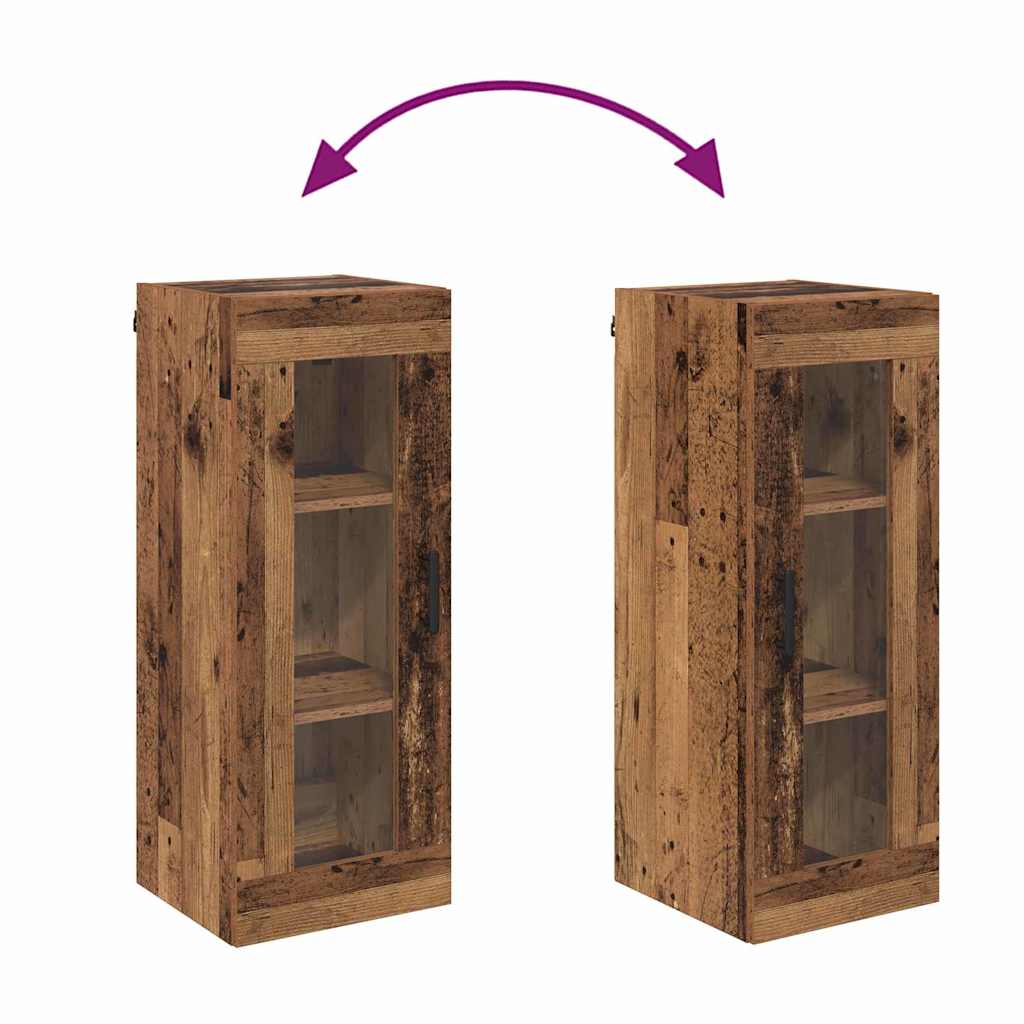 Wandschrank Altholz 34,5 x 34 x 90 cm Engineered Wood und Glas