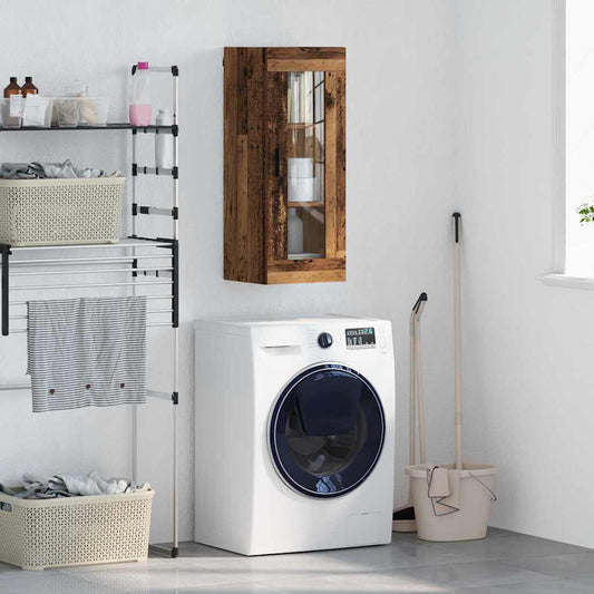 Wandschrank Altholz 34,5 x 34 x 90 cm Engineered Wood und Glas