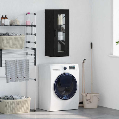 Wandschrank Schwarz Eichen-Optik 34,5 x 34 x 90 cm