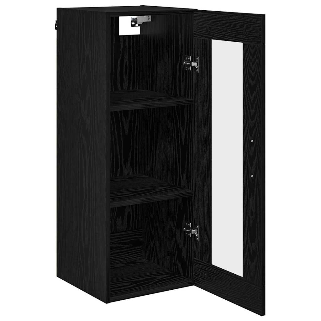 Wandschrank Schwarz Eichen-Optik 34,5 x 34 x 90 cm