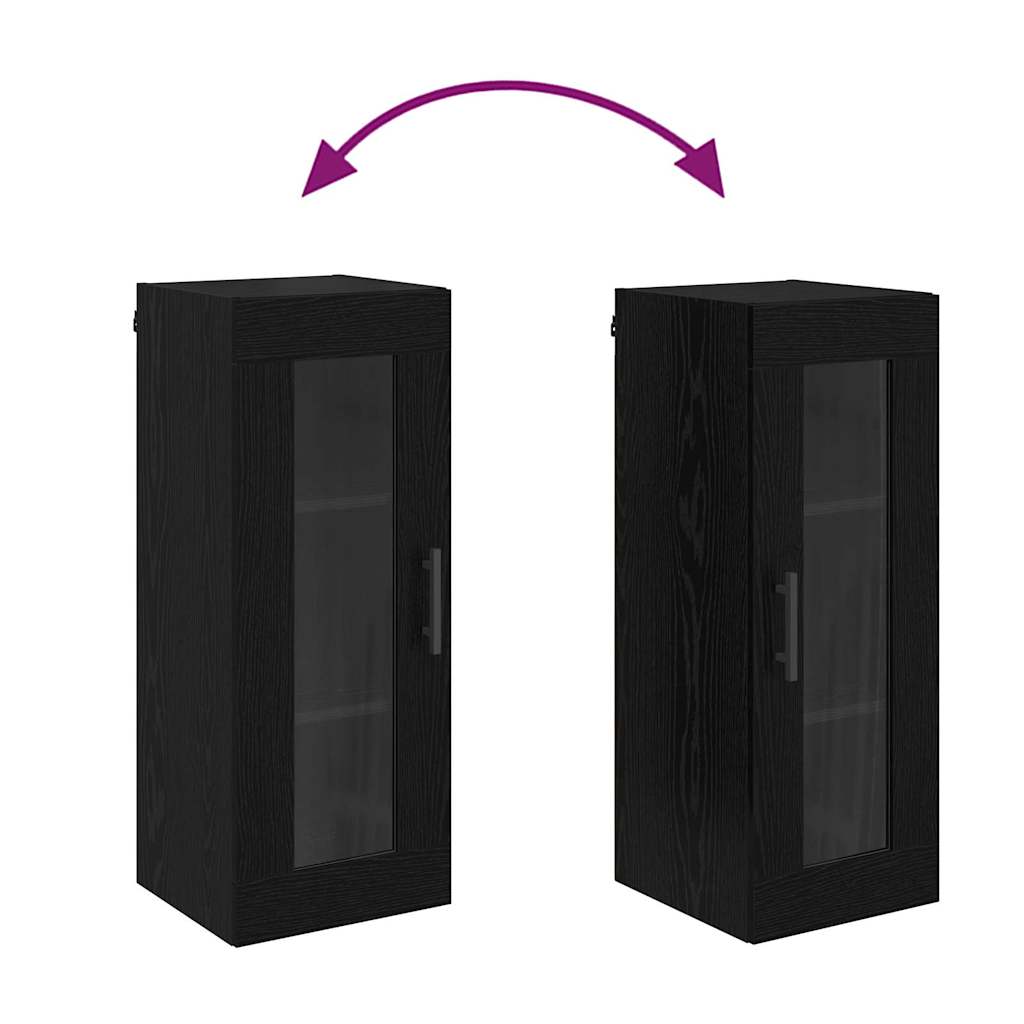 Wandschrank Schwarz Eichen-Optik 34,5 x 34 x 90 cm