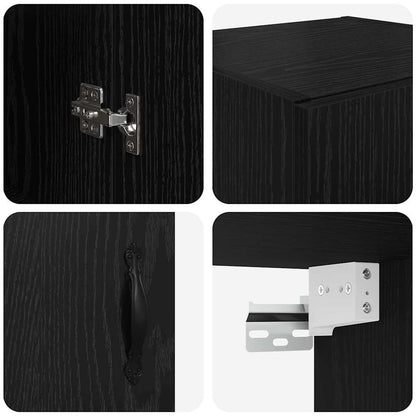 Wandschrank Schwarz Eichen-Optik 34,5 x 34 x 90 cm