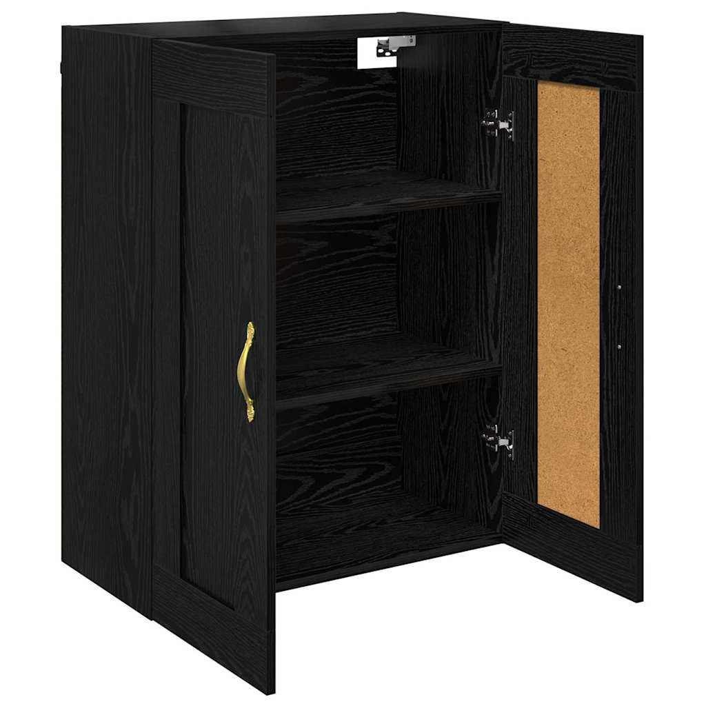 Wandschrank Schwarz Eichen-Optik 69,5 x 34 x 90 cm