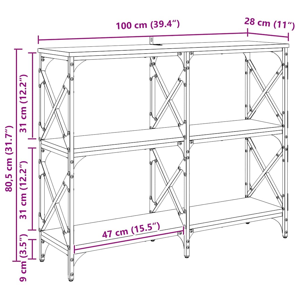 Konsolentisch Altholz 100 x 28 x 80,5 cm Holzwerkstoff