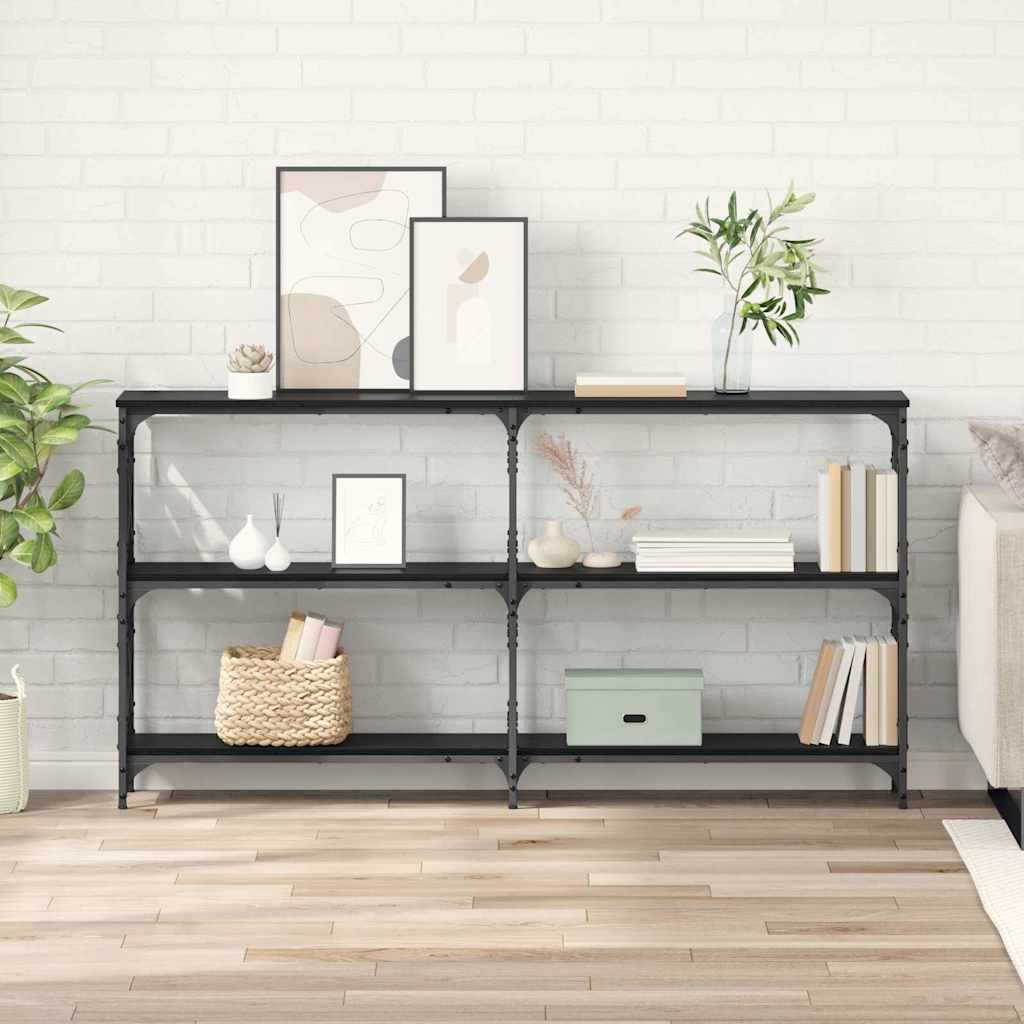 Konsolentisch Schwarz Eichen-Optik 156 x 28 x 80,5 cm