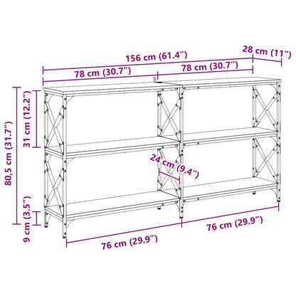 Konsolentisch Schwarz Eichen-Optik 156 x 28 x 80,5 cm