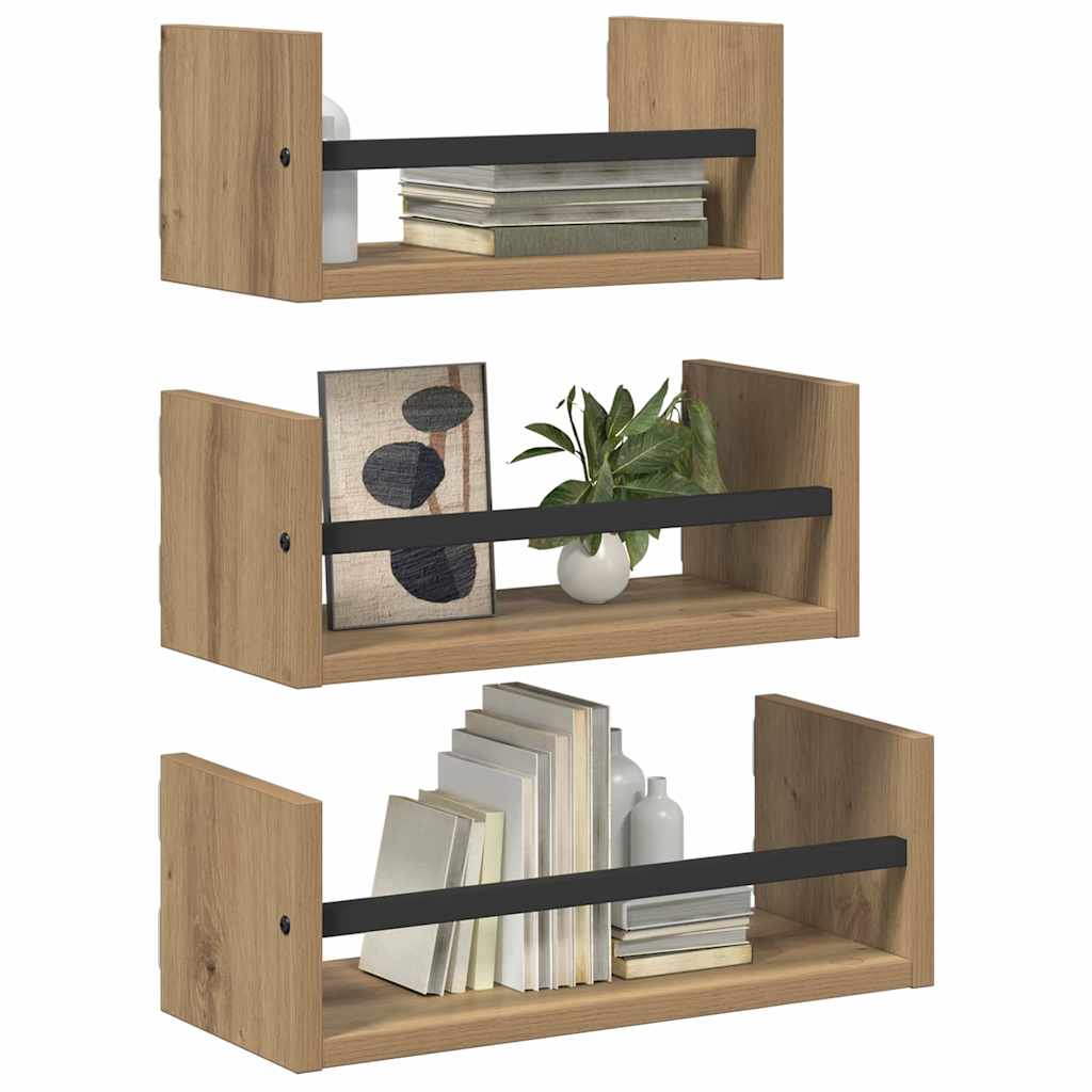 Wandregal-Set 3 pcs Artisan-Eiche 40x16x14cm Holzwerkstoff