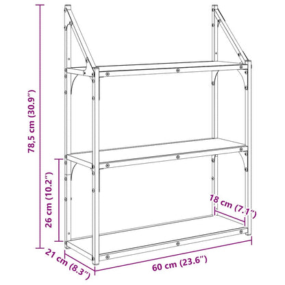 Wandregal mit Regal Altholz 60 x 21 x 78,5 cm Holzwerkstoff