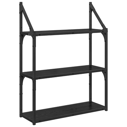 Wandregal Schwarz Eichen-Optik 60 x 21 x 78,5 cm Holzwerkstoff
