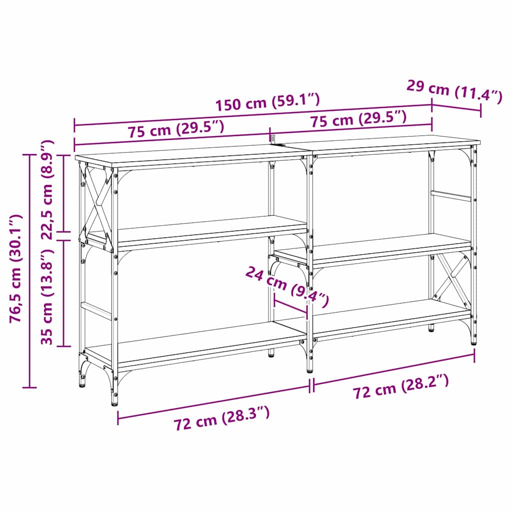 Konsolentisch Artisan-Eiche 150 x 29 x 76,5 cm Holzwerkstoff