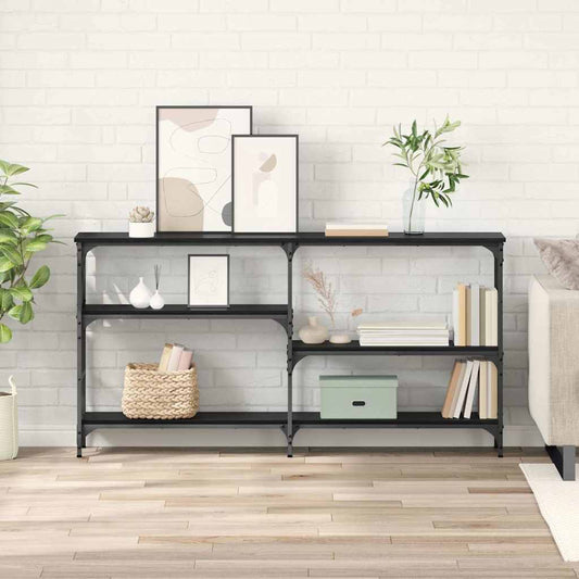 Konsolentisch mit Regal Schwarz Eichen-Optik 150 x 29 x 76,5 cm