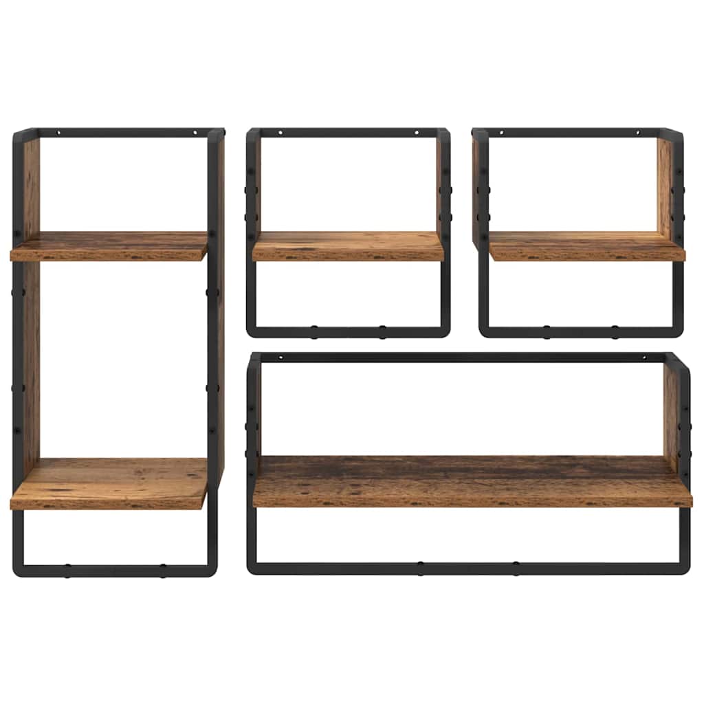 Wandregal-Set 4 pcs Altholz 65 x 25 x 30 cm Holzwerkstoff
