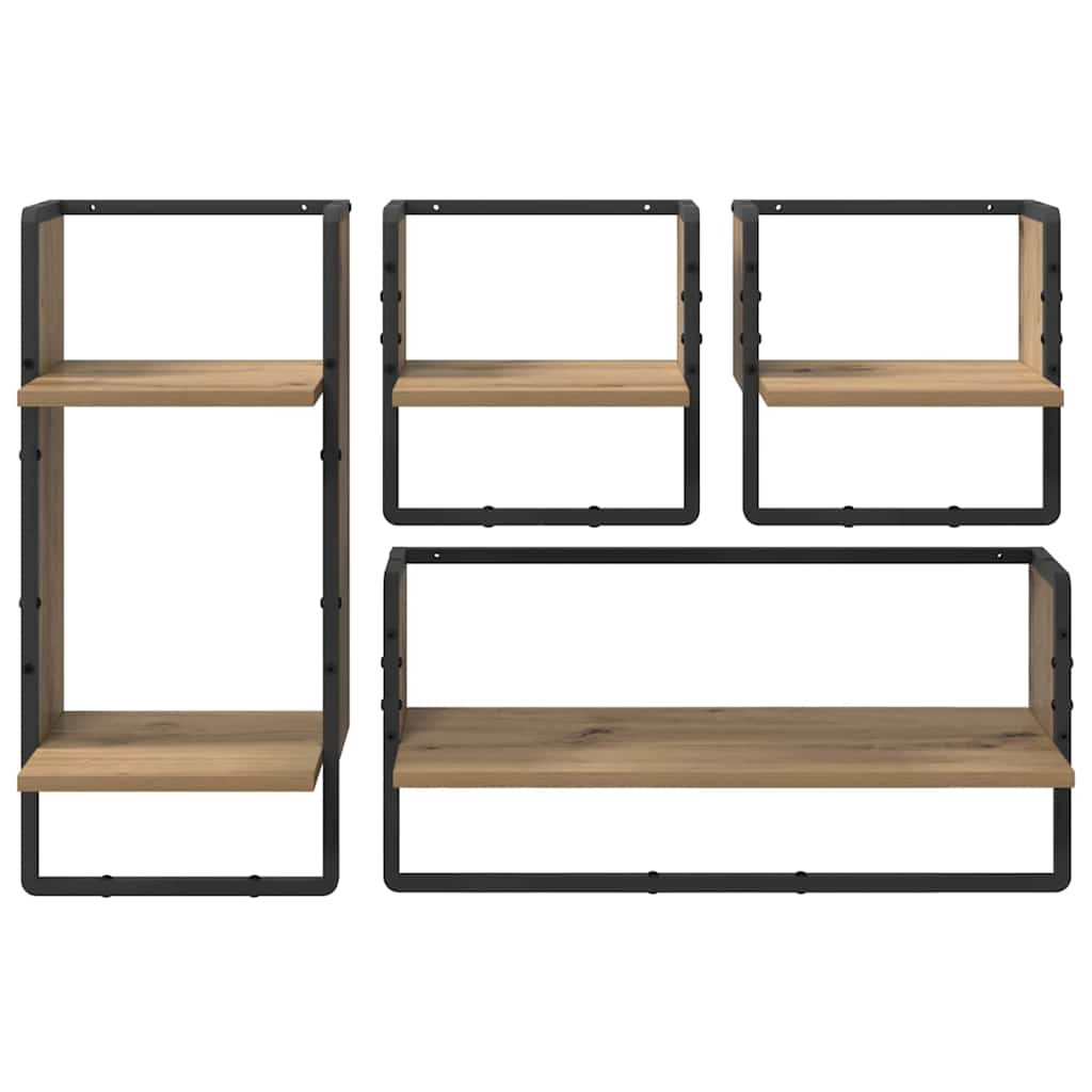 Wandregal-Set 4 pcs Artisan-Eiche 65 x 25 x 30 cm Holzwerkstoff