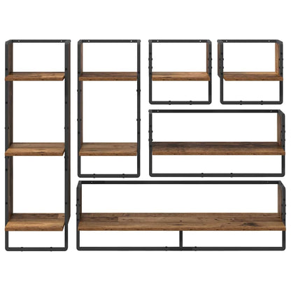 Wandregal-Set 6 pcs Altholz 100 x 25 x 30 cm Holzwerkstoff