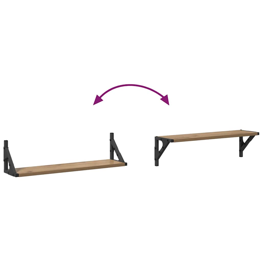 Wandregale 2 pcs Artisan-Eiche 60 x 15 x 15,5 cm Holzwerkstoff